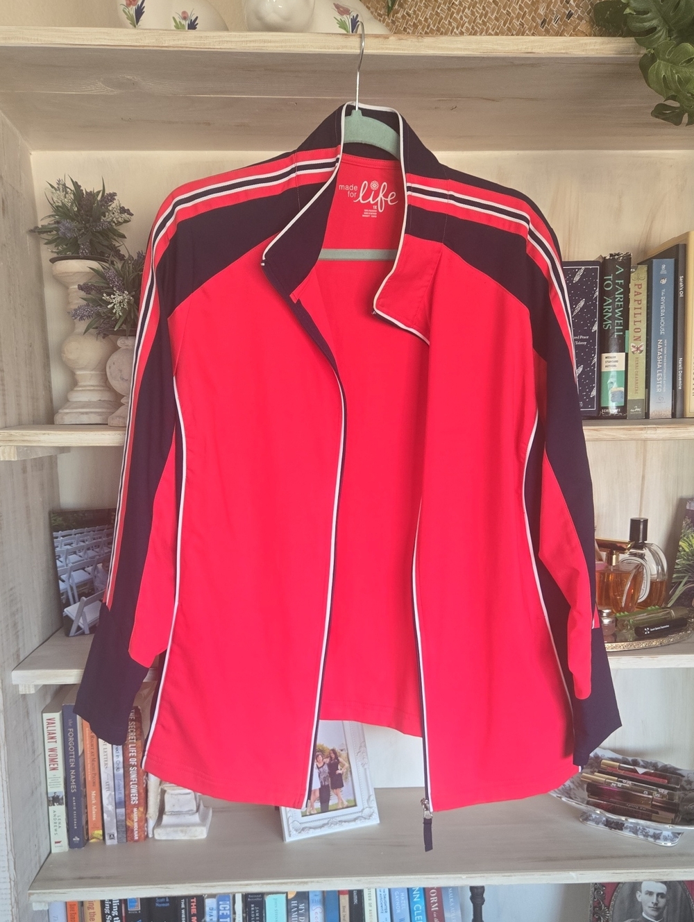 made for life Bright Coral and Black Athletic Jacket